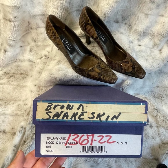 Stuart Weitzman Vintage Suave Wood Snakeskin Size 5.5 - Picture 8 of 11